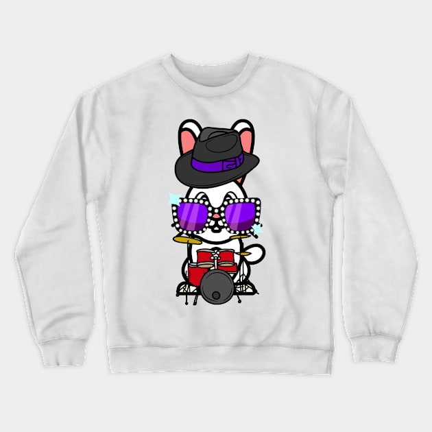 Funny bunny is playing the drums Crewneck Sweatshirt by Pet Station